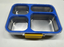 Load image into Gallery viewer, Stainless Steel Bento Lunch Box: 4-Compartment Leak-Proof Lunch Container for Kids &amp; Adults, BPA/BPS-Free 304 Metal Food Box, Dishwasher Safe, Clear Tritan Lid, 4 Cups (Not Insulated)