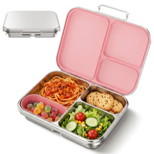 Load image into Gallery viewer, Pawtong Stainless Steel Bento Box for Kids , 3 Compartments Lunch Box with Removable Silicone Container, Reusable Metal Lunch Container for School, Work and Travel
