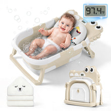 Load image into Gallery viewer, MOREFEEL Collapsible Baby Bathtub with Thermometer,0-36 Months