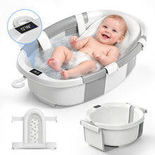 Load image into Gallery viewer, Collapsible Baby Bathtub with Soft Cushion and Thermometer