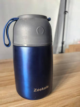Load image into Gallery viewer, Zeekala Vacuum Insulated Food Jar. Large Bowl incl. Folding Spoon, Cup. Wide Mouth Thermos Keep Hot &amp; Cold Drinks Soup Thermo Lunch Container for Adults. BPA-Free Stainless Steel
