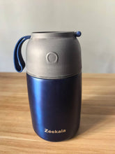 Load image into Gallery viewer, Zeekala Vacuum Insulated Food Jar. Large Bowl incl. Folding Spoon, Cup. Wide Mouth Thermos Keep Hot &amp; Cold Drinks Soup Thermo Lunch Container for Adults. BPA-Free Stainless Steel

