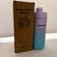 Load image into Gallery viewer, Loxinimn Universal Can Cooler with Lid Fits All 12oz Cans&amp; Bottles, 100% Leak-Proof Water Bottle, 4-in-1 Insulated Can Cooler for Beer, Soda &amp; Energy Drinks, Dishwasher Safe
