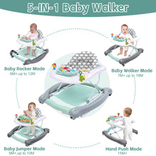 Load image into Gallery viewer, Howeemo 5 ln 1 Foldable Baby Walker, Activity Baby Walker-Baby Bouncer, Rocker, Activity Center,Seat and Push Walker,Detachable Trampoline Mat, Adjustable Speed Rear Wheels and Height,Ages 6-18 Months