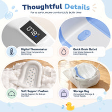 Load image into Gallery viewer, Collapsible Baby Bathtub with Soft Cushion and Thermometer