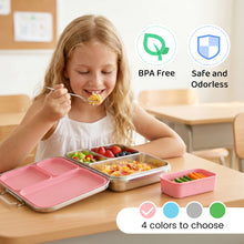 Load image into Gallery viewer, Pawtong Stainless Steel Bento Box for Kids , 3 Compartments Lunch Box with Removable Silicone Container, Reusable Metal Lunch Container for School, Work and Travel