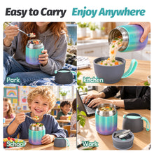 Load image into Gallery viewer, JSLOVE 17 oz Vacuum Insulated Steel Food Jar with Spoon, Leakproof Soup Thermo for Hot &amp; Cold Food, Thermal Lunch Container Bento Box for Adults &amp; Kids, School, Office &amp; Travel