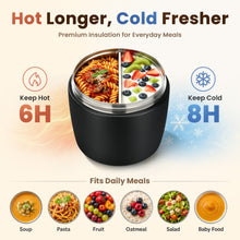 Load image into Gallery viewer, JSLOVE 32 oz Stainless Steel Insulated Food Jar with Spoon, Vacuum Insulated Lunch Container for Hot Soup and Cold Meals, Leakproof Wide Mouth Design