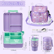 Load image into Gallery viewer, Bento Lunch Box for Kids with 17oz Soup Thermo,Insulated Tumbler Water Bottle and Insulated Lunch Bag,Leak-Proof 3 Compartment Lunch Food Container with Ice Pack for Kids to School