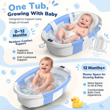 Load image into Gallery viewer, Collapsible Baby Bathtub with Soft Cushion and Thermometer