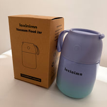 Load image into Gallery viewer, Loxinimn 10oz Kids Insulated Food Jar with Spoon, Wide Mouth Lunch Thermo for Hot Food Kids Adults, Vacuum Stainless Steel Thermo Lunch Box With Handle Folding Spoon for School, Office(Purple blue)
