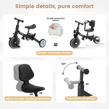Load image into Gallery viewer, GOBOKLE 5-in-1 Tricycle for Toddlers 1-3, Kids Balance Bike with Light Up Wheels, 135° Rotatable Push Handle, Adjustable Seat &amp; Handlebar, Foldable Ride On Toy Gift &amp; Toys for Boy &amp; Girl