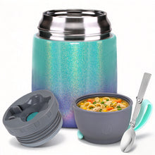 Load image into Gallery viewer, JSLOVE 17 oz Vacuum Insulated Steel Food Jar with Spoon, Leakproof Soup Thermo for Hot &amp; Cold Food, Thermal Lunch Container Bento Box for Adults &amp; Kids, School, Office &amp; Travel
