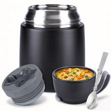Load image into Gallery viewer, JSLOVE 17 oz Vacuum Insulated Steel Food Jar with Spoon, Leakproof Soup Thermo for Hot &amp; Cold Food, Thermal Lunch Container Bento Box for Adults &amp; Kids, School, Office &amp; Travel