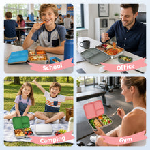 Load image into Gallery viewer, Pawtong Stainless Steel Bento Box for Kids , 3 Compartments Lunch Box with Removable Silicone Container, Reusable Metal Lunch Container for School, Work and Travel
