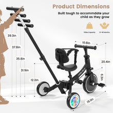 Load image into Gallery viewer, GOBOKLE 5-in-1 Tricycle for Toddlers 1-3, Kids Balance Bike with Light Up Wheels, 135° Rotatable Push Handle, Adjustable Seat &amp; Handlebar, Foldable Ride On Toy Gift &amp; Toys for Boy &amp; Girl