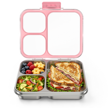 Load image into Gallery viewer, Stainless Steel Bento Lunch Box: 4-Compartment Leak-Proof Lunch Container for Kids &amp; Adults, BPA/BPS-Free 304 Metal Food Box, Dishwasher Safe, Clear Tritan Lid, 4 Cups (Not Insulated)