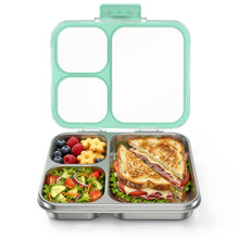 Load image into Gallery viewer, Stainless Steel Bento Lunch Box: 4-Compartment Leak-Proof Lunch Container for Kids &amp; Adults, BPA/BPS-Free 304 Metal Food Box, Dishwasher Safe, Clear Tritan Lid, 4 Cups (Not Insulated)