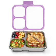 Load image into Gallery viewer, Stainless Steel Bento Lunch Box: 4-Compartment Leak-Proof Lunch Container for Kids &amp; Adults, BPA/BPS-Free 304 Metal Food Box, Dishwasher Safe, Clear Tritan Lid, 4 Cups (Not Insulated)