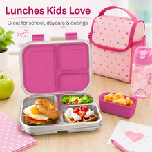 Load image into Gallery viewer, Stainless Steel Kids Bento Lunch Box, 3-Compartments with Silicone Container, Dishwasher-Safe