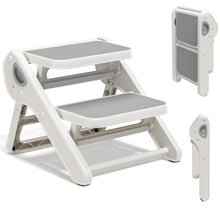 Load image into Gallery viewer, MoreFeel Foldable 2-Step Toddler Step Stool with Extra-Wide Non-Slip TPR Steps, Sturdy Kids Stool for Bathroom Sink, Handwashing and Kitchen, Easy Storage