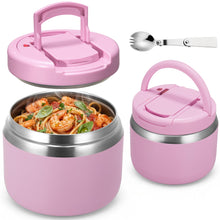Load image into Gallery viewer, JSLOVE 14 oz Vacuum Insulated Food Jar for Kids with Spoon and Buckle Lid, Wide Mouth Leakproof Stainless Steel Thermo Lunch Container for Hot Food and Soup