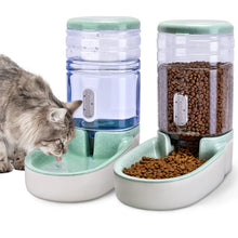 Load image into Gallery viewer, JSLOVE 3.8L Automatic Dog Cat Feeder and Water Dispenser Set, 1 Gallon x 2 Gravity Pet Food Feeder and Waterer with Food Bowl for Small Medium Dogs, Puppies, Cats and Kittens