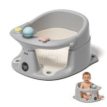 Load image into Gallery viewer, Baby Bath Seat for Babies 6 Months &amp; up with Thermometer, Non-Slip Toddler Bath Seats for Sitting Up, Safe Infant &amp; Newborn Bathtub Chair with 4 Suction Cups, Soft Cushion &amp; Temperature Display, Gray