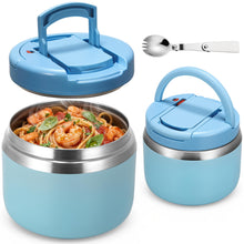 Load image into Gallery viewer, JSLOVE 14 oz Vacuum Insulated Food Jar for Kids with Spoon and Buckle Lid, Wide Mouth Leakproof Stainless Steel Thermo Lunch Container for Hot Food and Soup
