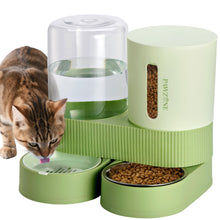Load image into Gallery viewer, Automatic Cat Feeder and Water Dispenser Set, Gravity Pet Food Feeder with Stainless Steel Bowl, Large Capacity Food and Waterer for Cats, Kittens, Puppies and Small Dogs
