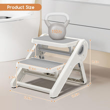 Load image into Gallery viewer, MoreFeel Foldable 2-Step Toddler Step Stool with Extra-Wide Non-Slip TPR Steps, Sturdy Kids Stool for Bathroom Sink, Handwashing and Kitchen, Easy Storage