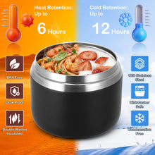 Load image into Gallery viewer, JSLOVE 14 oz Vacuum Insulated Food Jar for Kids with Spoon and Buckle Lid, Wide Mouth Leakproof Stainless Steel Thermo Lunch Container for Hot Food and Soup