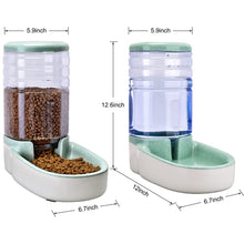 Load image into Gallery viewer, JSLOVE 3.8L Automatic Dog Cat Feeder and Water Dispenser Set, 1 Gallon x 2 Gravity Pet Food Feeder and Waterer with Food Bowl for Small Medium Dogs, Puppies, Cats and Kittens