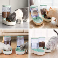 Load image into Gallery viewer, JSLOVE 3.8L Automatic Dog Cat Feeder and Water Dispenser Set, 1 Gallon x 2 Gravity Pet Food Feeder and Waterer with Food Bowl for Small Medium Dogs, Puppies, Cats and Kittens