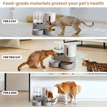 Load image into Gallery viewer, Automatic Cat Feeder and Water Dispenser Set, Gravity Pet Food Feeder with Stainless Steel Bowl, Large Capacity Food and Waterer for Cats, Kittens, Puppies and Small Dogs